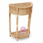 کنسول حصیری دو طبقه از چوب مروار طبیعی | میز کنسول و استند دکوری ماهور