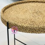 میز حصیری دکوراتیو با پایه فلزی