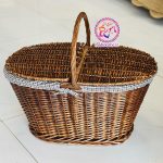 سبد پیکنیک حصیری مدل سرتخت قهوه ای