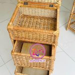 پاتختی حصیری سه‌طبقه دوکشو –بافته‌شده با چوب مروار
