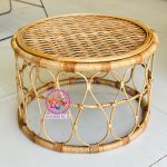 میز حصیری طرح ایکیا با صفحه تمام‌بافت – قطر 60