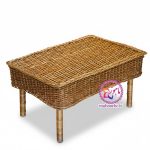 میز حصیری مستطیل دست‌ساز با اسکلت چوبی | میز مروار باکیفیت ۵۰×۸۰