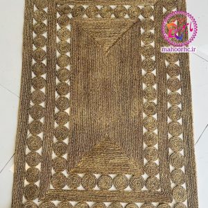 فرشینه حصیری مستطیل طرحدار بزرگ