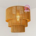 لوستر حصیری رافیا سه طبقه مدل مدرن طبیعی | مناسب دکور مینیمال و سنتی