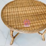 میز جلو مبلی حصیری چوب مروار قطر 80