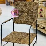 صندلی حصیری دسته‌دار اسکلت فلزی