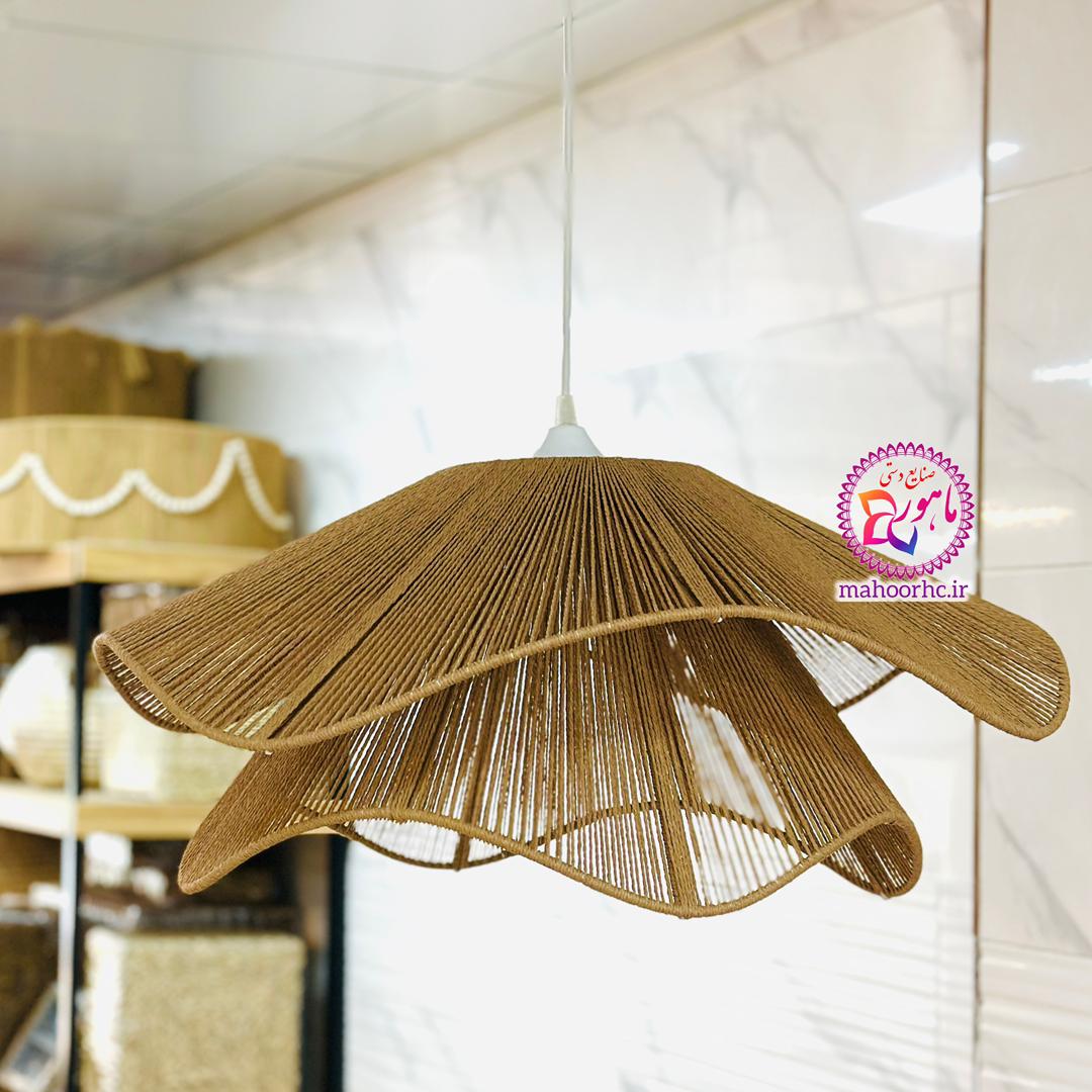 لوستر حصیری مدل گل لاله بافت رافیا سایز ۶۰