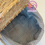 سبد پیکنیک حصیری تخم مرغی رنگ روشن با آستر قابل شستشو