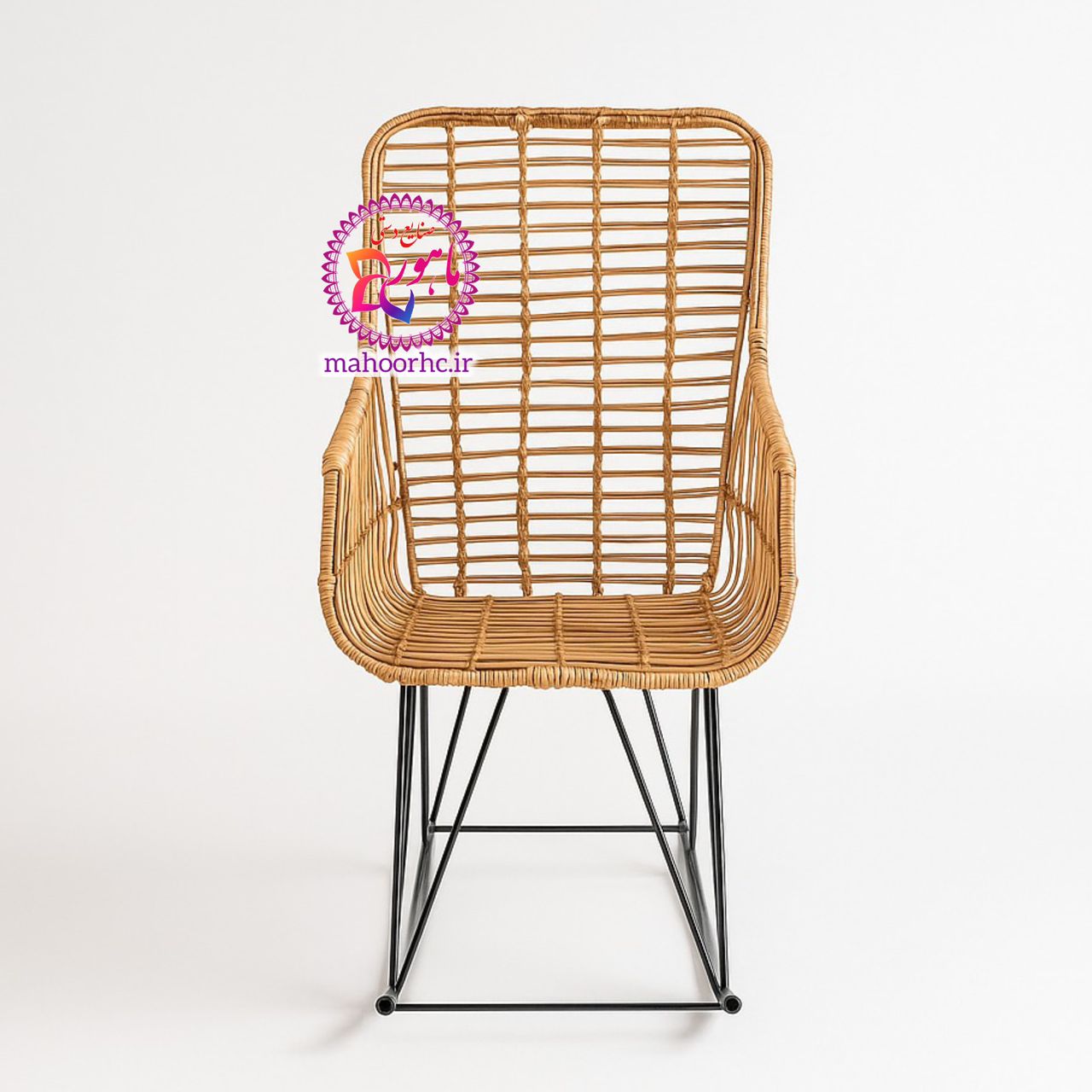 صندلی راک حصیری با اسکلت فلزی