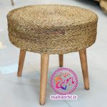 ست دو نفره میز و صندلی حصیری با تشک نسکافه ای روشن - Image 3