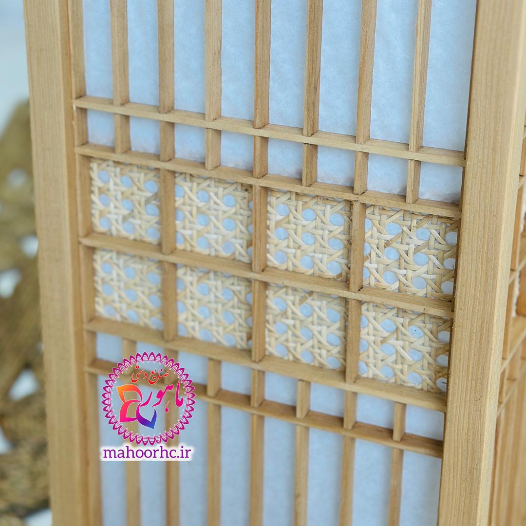 آباژور چوبی کومیکو دست‌ساز سبک ژاپنی سایز 70 با نمای بامبو