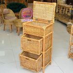 پاتختی حصیری سه‌طبقه دوکشو –بافته‌شده با چوب مروار