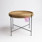 میز حصیری دکوراتیو با پایه فلزی