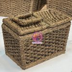 سبد پیک‌نیک حصیری با دسته تاشو – مدل دسته‌دار مقاوم