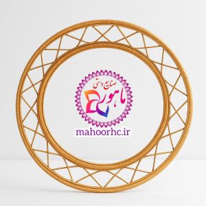 قاب آینه گرد حصیری مدل کلاسیک