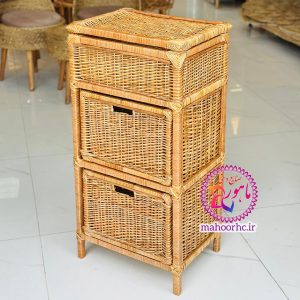 پاتختی حصیری سه‌طبقه دوکشو –بافته‌شده با چوب مروار