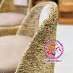 ست دو نفره میز و صندلی حصیری با تشک نسکافه ای روشن - Image 4