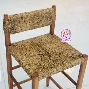 صندلی کانتر حصیری با پایه چوب روس