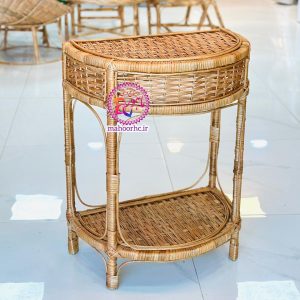 کنسول حصیری دو طبقه نیم‌دایره