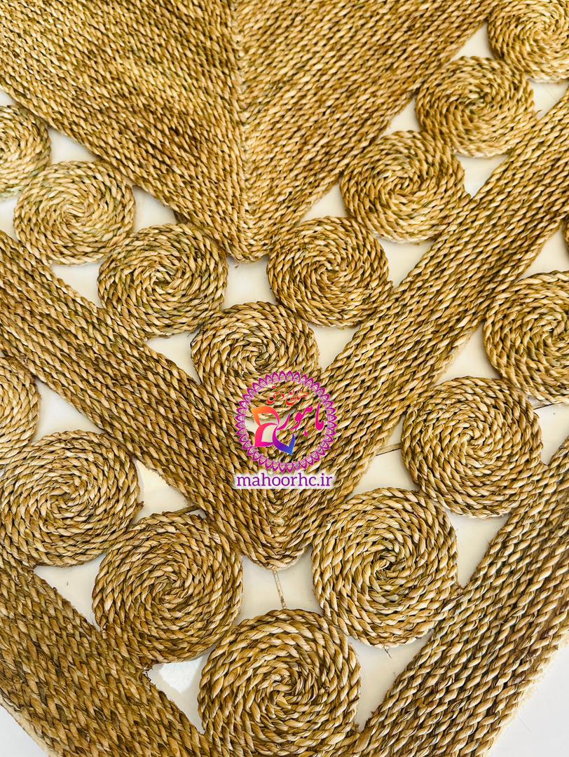 فرشینه حصیری مستطیل طرحدار بزرگ