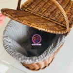 سبد پیکنیک حصیری مدل سرتخت قهوه ای