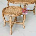 میز جلو مبلی حصیری چوب مروار قطر 80