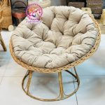 صندلی پاپاسان حصیری با اسکلت فلزی و تشک نسکافه ای روشن | راحت‌ترین صندلی دنیا