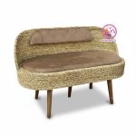 ست میز و صندلی چهار نفره حصیری با تشک نسکافه ای