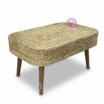 ست میز و صندلی چهار نفره حصیری با تشک نسکافه ای