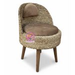 ست دو نفره میز و صندلی حصیری با تشک نسکافه ای