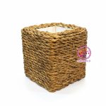 جا قاشقی حصیری رنگ قهوه ای مربع با اسکلت چوبی | ارگانایزر چندمنظوره