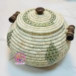 جابرنجی حصیری خمره‌ای طرحدار لوزی 15 کیلویی با دسته چوبی