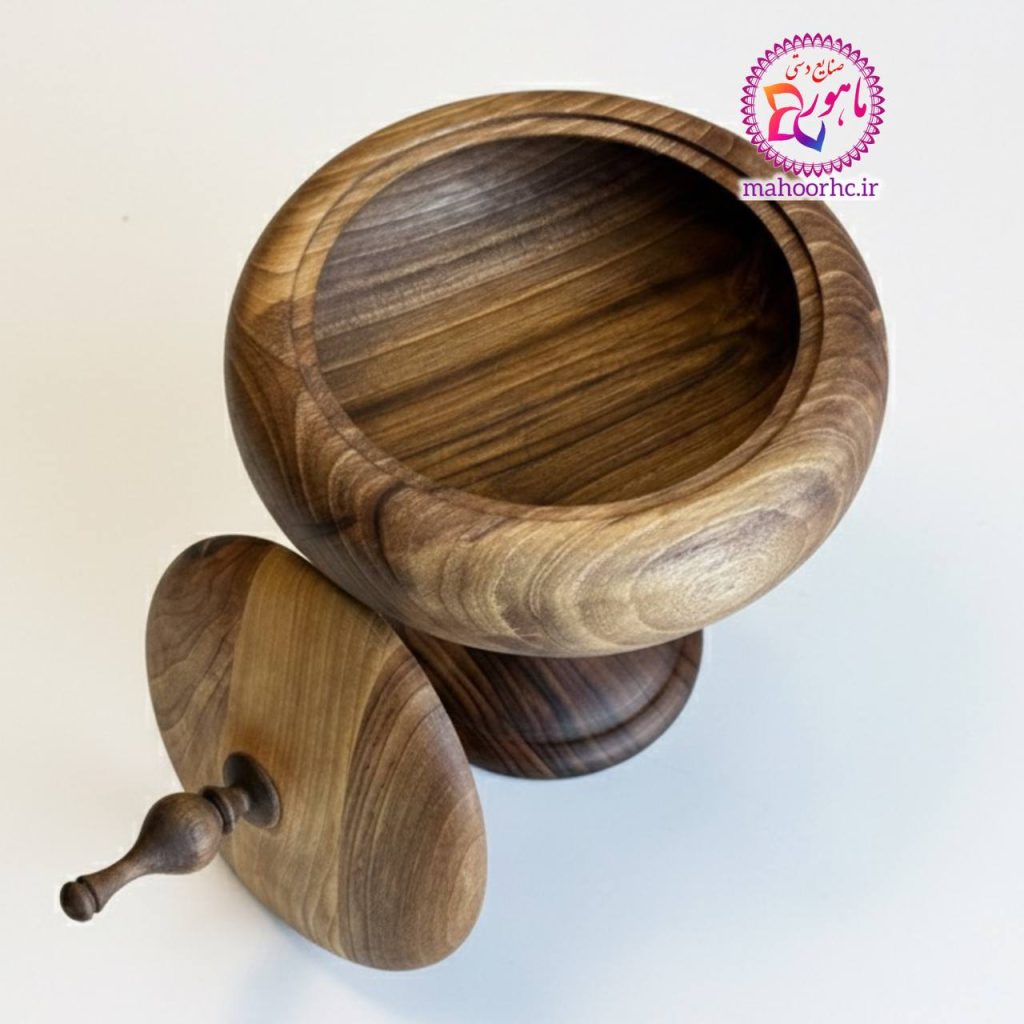 شکلات‌خوری چوبی پایه‌دار گردو | لوکس دست‌ساز A+