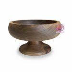 آجیل‌خوری پایه‌دار چوب گردو | خراطی دست‌ساز لوکس A+