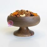 آجیل‌خوری پایه‌دار چوب گردو | خراطی دست‌ساز لوکس A+