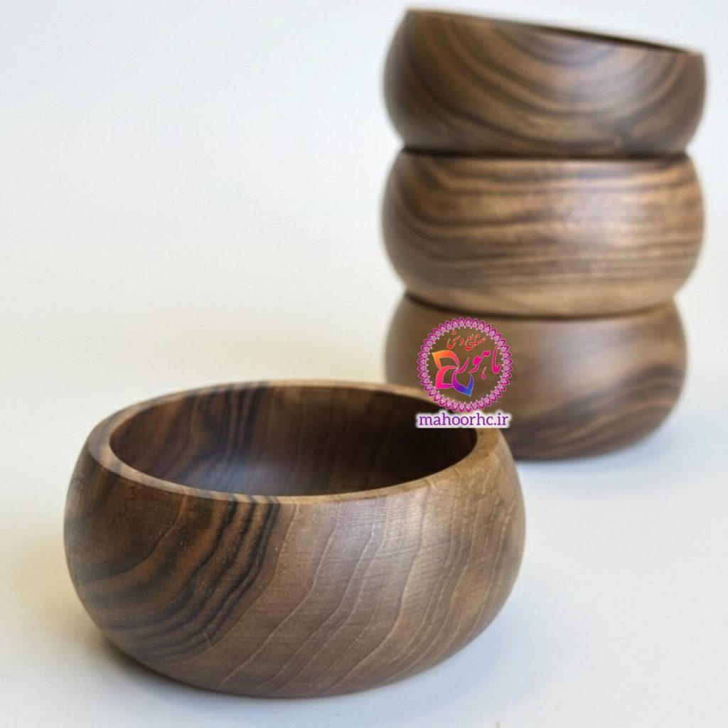 ست ۶ عددی کاسه خمره‌ای چوب گردو | دست‌ساز و قابل شستشو A+