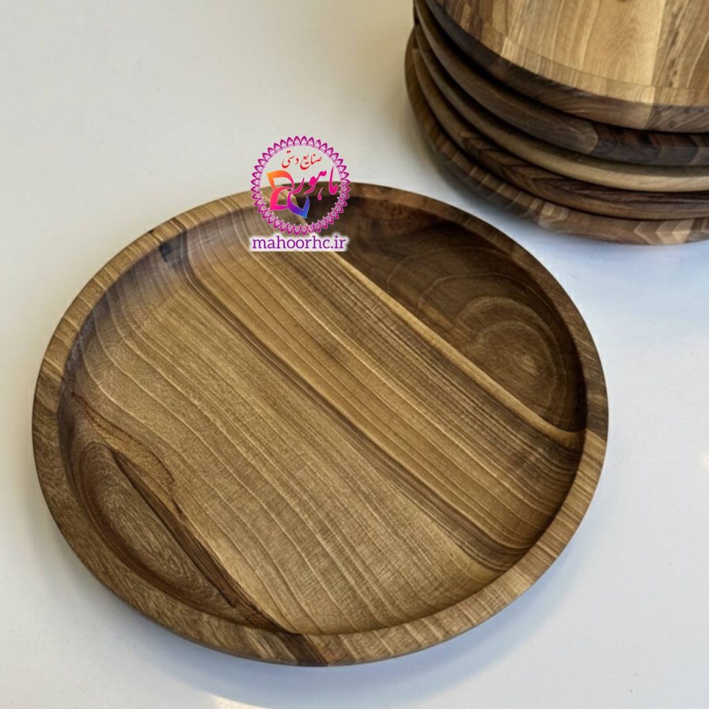 پیش‌دستی میوه‌خوری چوب گردو خراطی شده | ست ۶ عددی لوکس A+